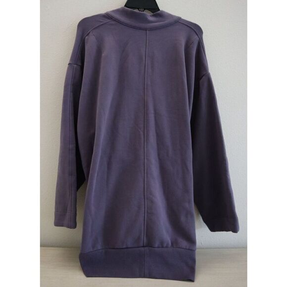 Athleta Women's Sz L/XL Purple Cozy Cotton Open Front Tie Waist Cardigan - Picture 2 of 7